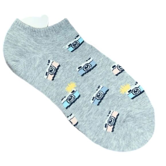 Women’s Two-Pack No-Show Socks - Retro Camera/Stripe NWOT - Picture 5 of 7